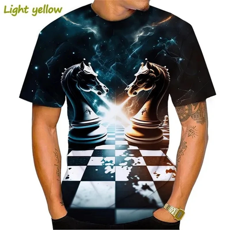 Fun Chess Graphics T Shirt Men Women Kids Summer Casual Round Neck Tops Tees New 2023 Fashion Streetwear Loose Homme Tshirt Top