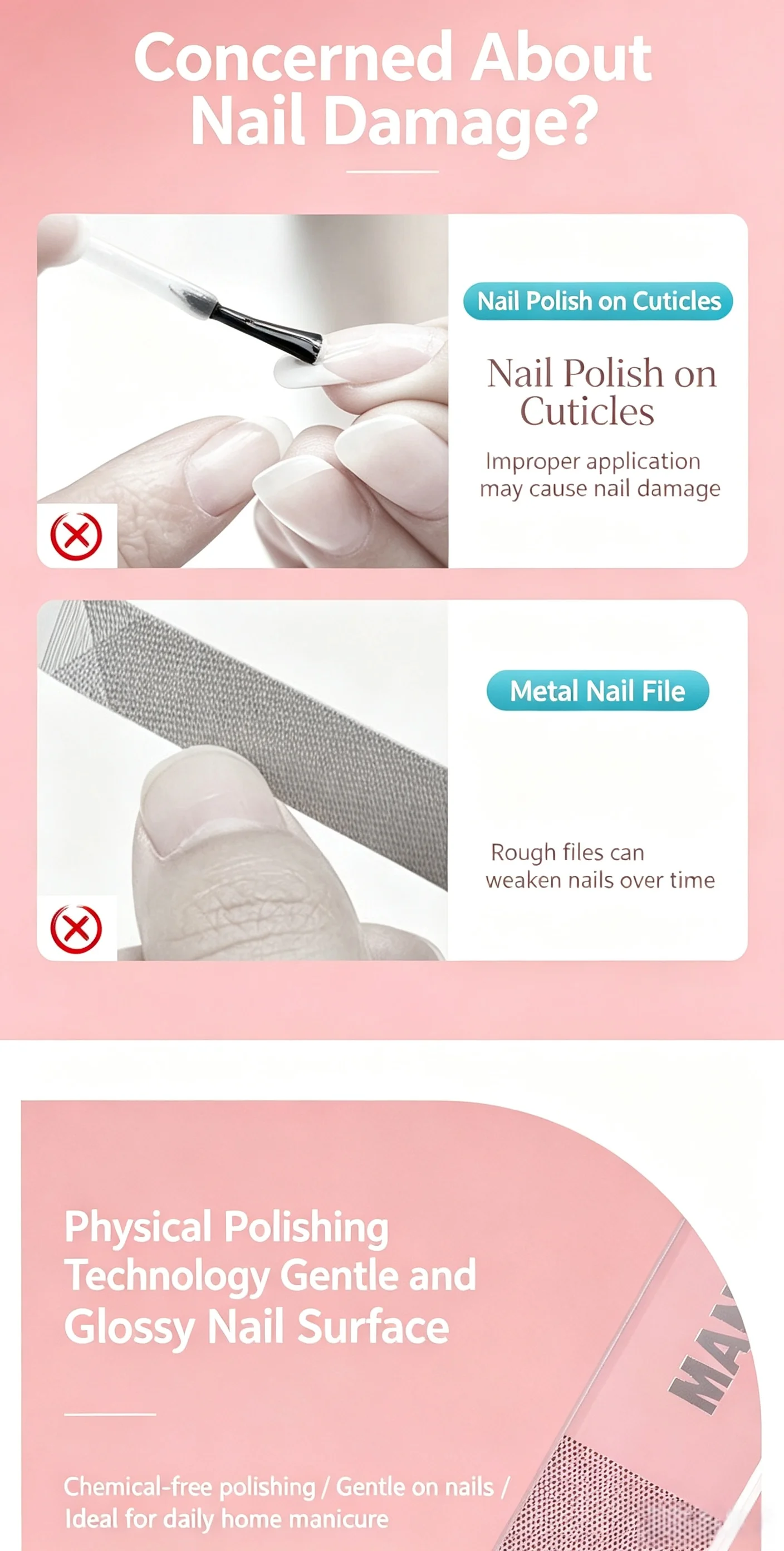 Transparente Nagelfeile aus Nano-Glas, Professionelle Schleif- und Polierfeilen mit Box – Detail 2