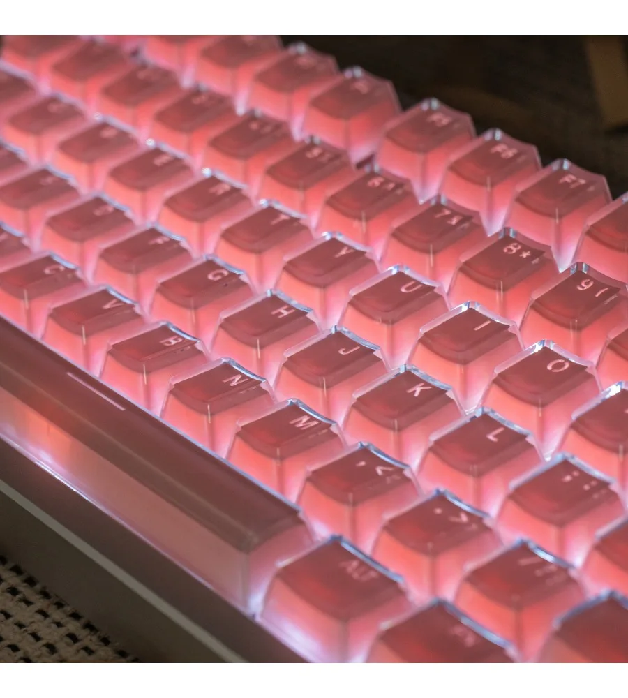 Pink crystal keycap character light transmission ABS two-color adaptation wooting/Mega lion and other mechanical keyboards