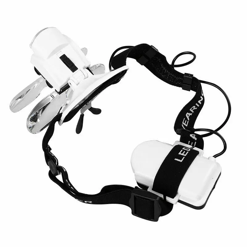 LED Illuminated Headband Magnifying Glass Low Vision Aid Beauty Reading Magnifier Loupe 1.5X 2X 2.5X 3X 3.5X 4X 4.5X 5X 5.5X 6X