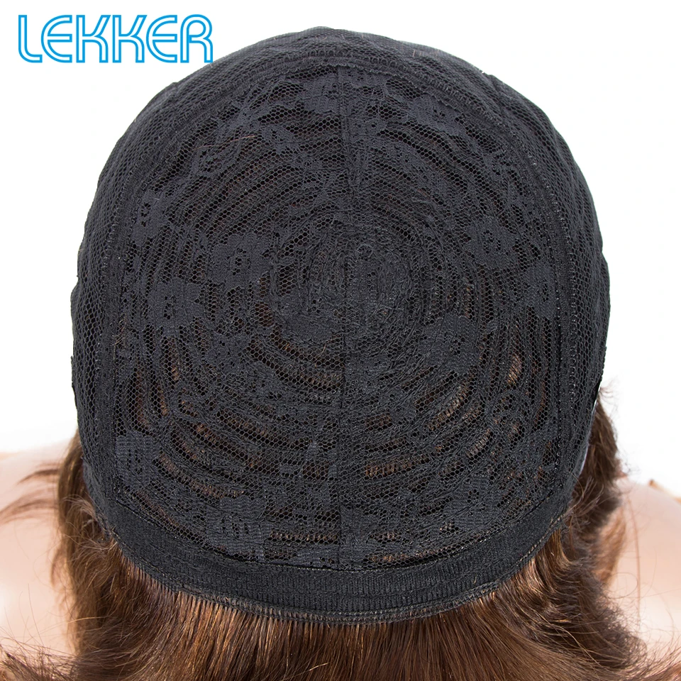 Lekker Short Deep Wavy Bob 100% Human Hair Wig With Bangs For Women Brazilian Remy Hair Full Machine Made Wear to Go Daily Wigs