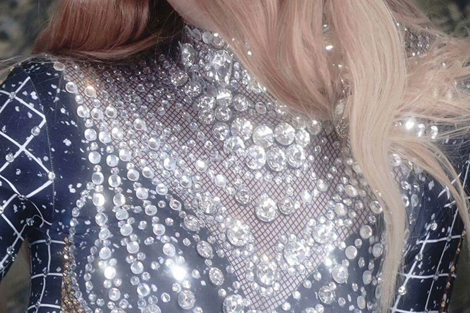 Rhinestones Jumpsuit Women Long Sleeve Spandex Nightclub Prom Party Outfit  Luxury Singer  Party  Show Costume