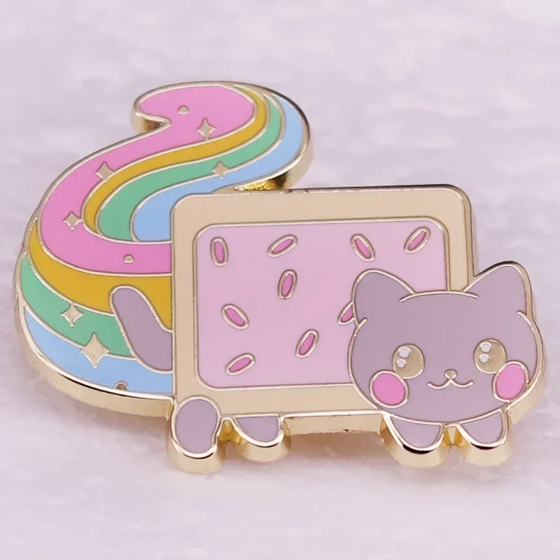 Twarda emaliowana przypinka Rainbow Cat Kawaii Animal Badge Broszka do biżuterii Akcesoria