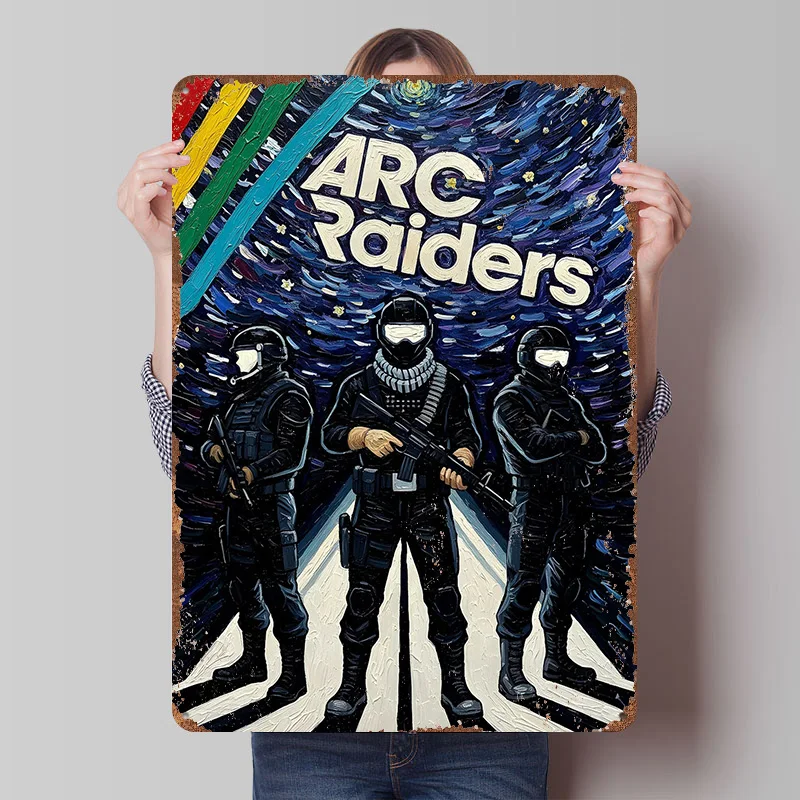 ARC Raiders Game Art Poster Customized Vintage Metal Signs Wall Art Retro Tin Plaque for Gaming Room Decoration Aesthetic House