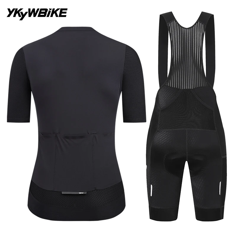 YKYWBIKE Damen Pro Team Radsport-Set Frühling Sommer SPF50+ Trikot 6H Ausdauer Gepolsterte Trägerhose Rennrad MTB Radsport-Outfit – Detail 36