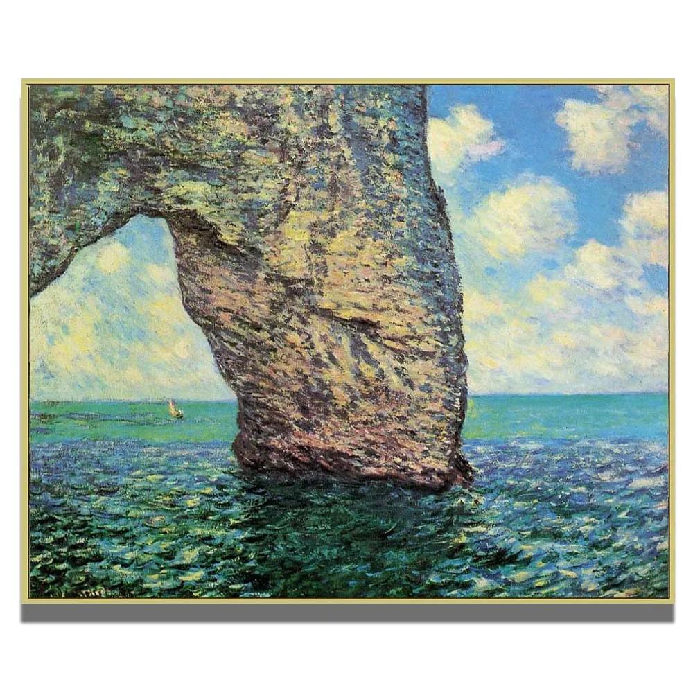 

Hand-painted high quality reproduction of The Manneport at High Tide by Claude Monet Seascape oil painting on canvas Room decor