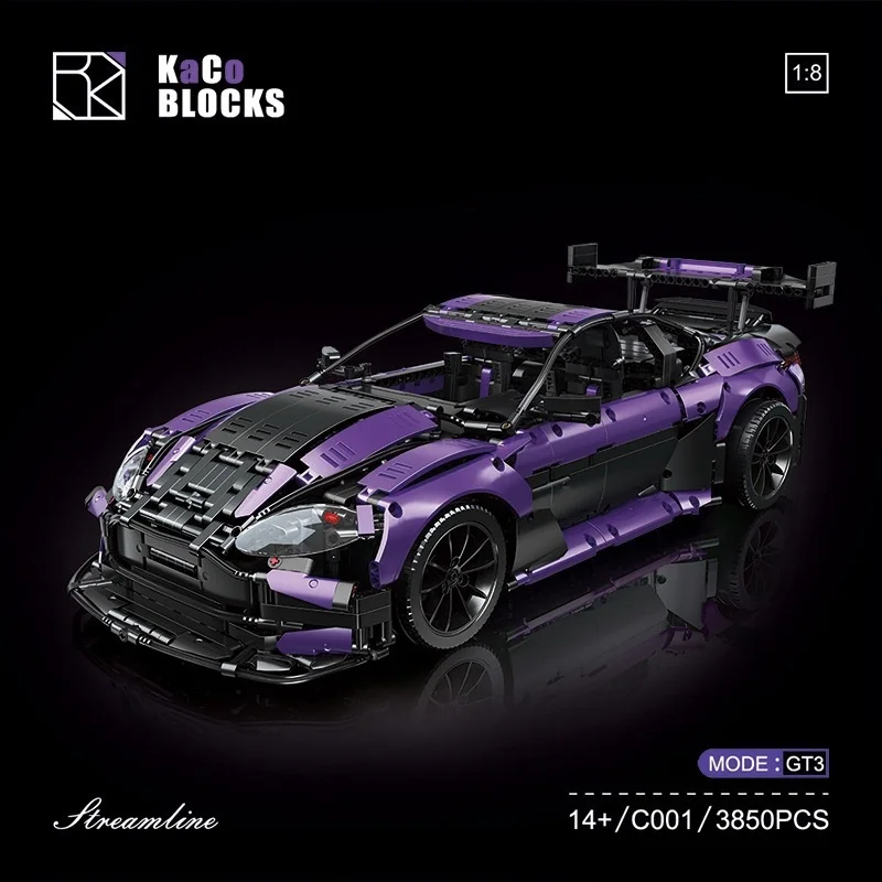 KAKU C001 Creative Sports Car Purple Building Blocks Toy Small Particle DIY Assembly Model Educational Gift for Kids Boys