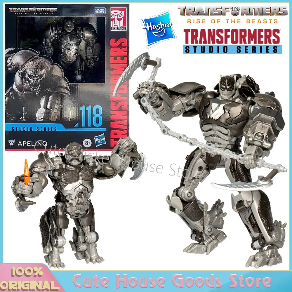 Oryginalne figurki Transformers Rise of The Beasts Apelinq Ape Robot z serii Hasbro Studio Series SS118 Leader Class, dostępne od ręki.