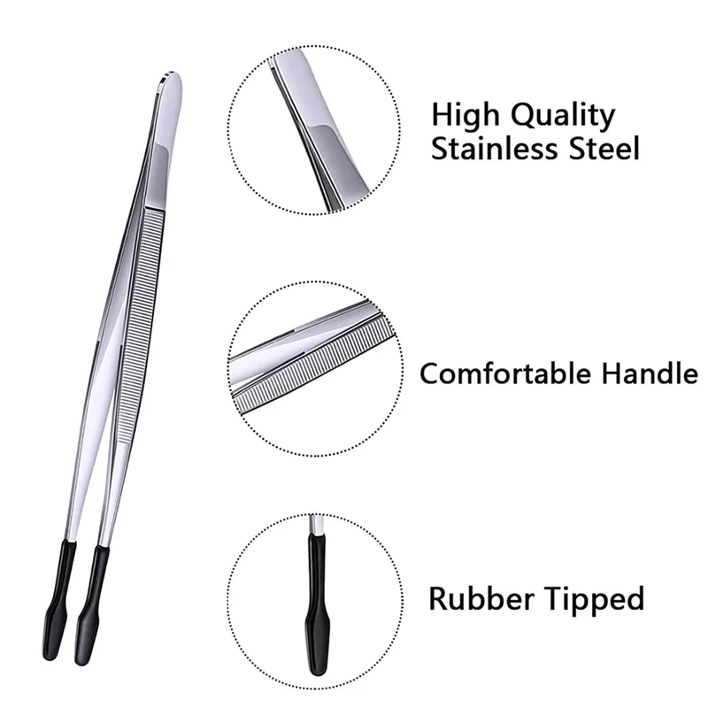 

BHBD-4 Pcs Rubber Tipped Tweezers Soft Tipped Tweezers PVC Coated Soft Flat Tip Lab Industrial Hobby Craft Tweezers Tools