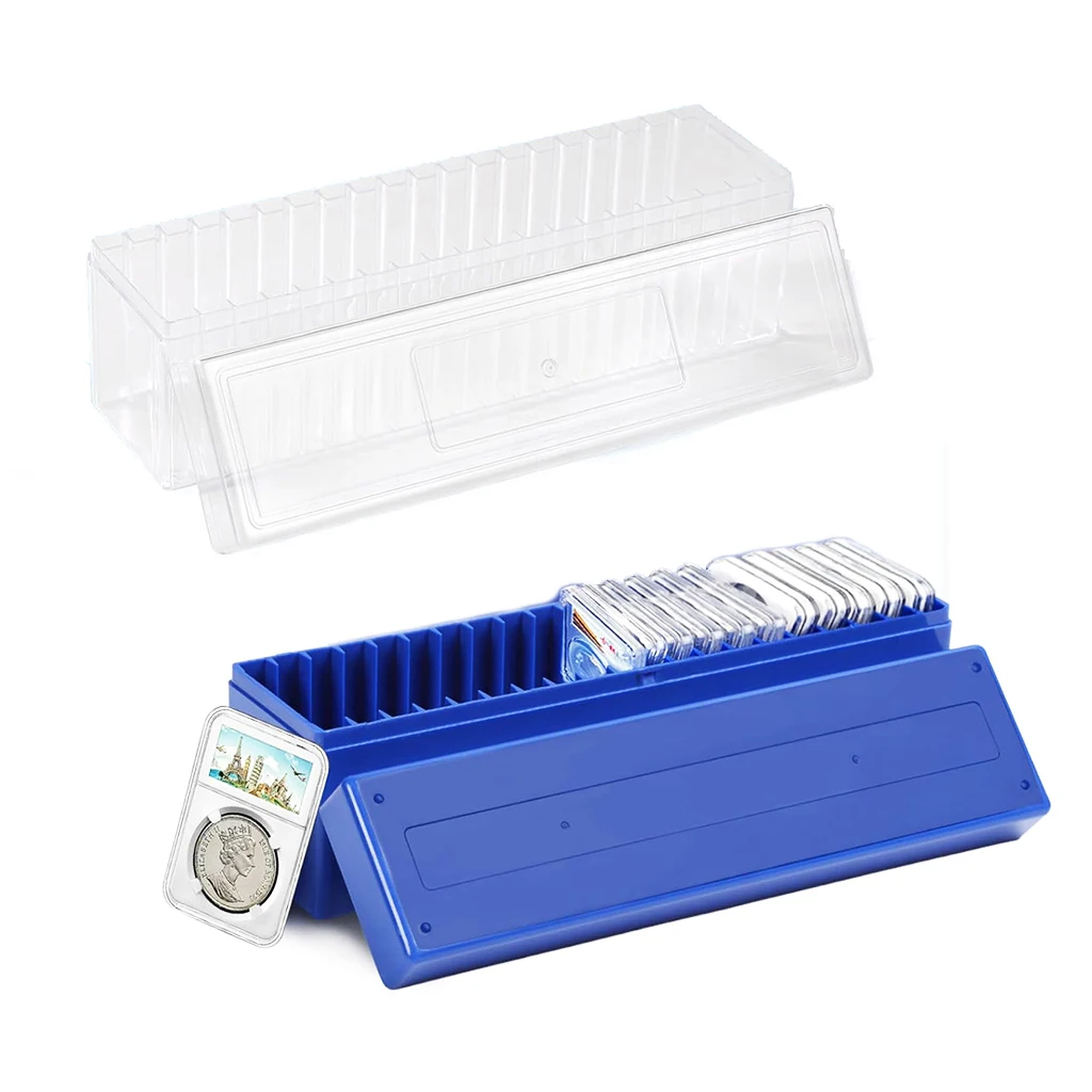 1Pcs Plastic Coin Slab Storage Box Case 20 Slots Slab Coin Holder for PCGS NGC PCCB Coin Display Slabs Organizer (Box Only)