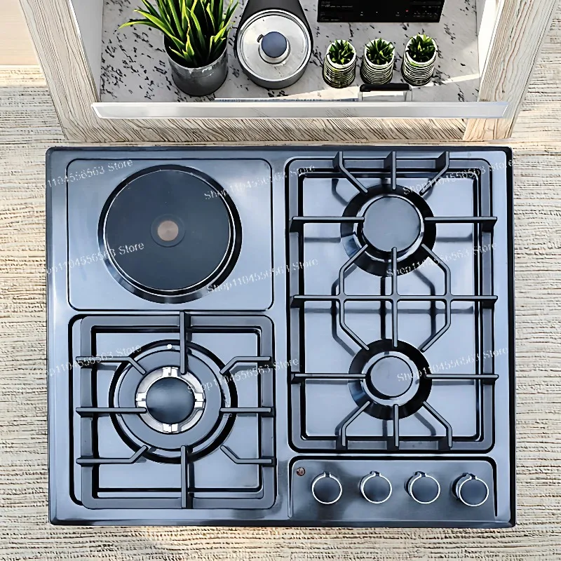 

3 Gas 1 Electric Burner Gas Electric Combined Stove Sleek Design Gas Hob Countertop Kitchen Cooking Appliance