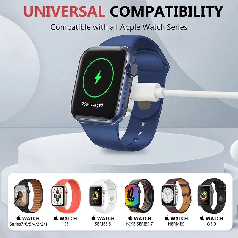 2 in 1 Portable Metal Magnetic Wireless Charger for Apple Watch 9 8 7 6 5 4 3 2 SE With Keychain Type C Charging Pad For iWatch9 - view 4