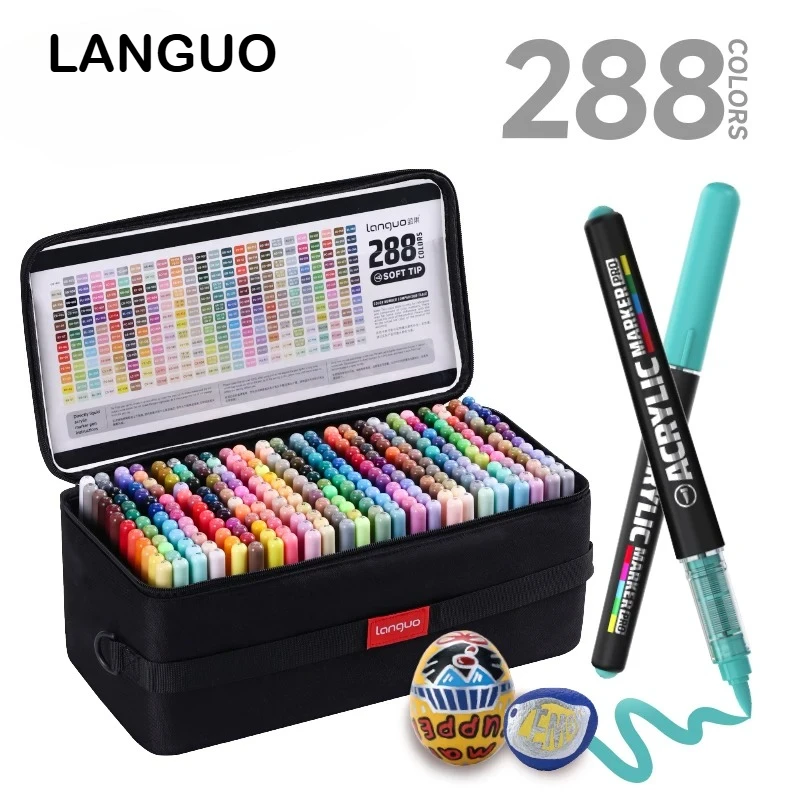 languo-288-48-colors-heavy-color-pro-direct-liquid-acrylic-marker-smart-ink-control-soft-tips-school-office-supplies-stationery