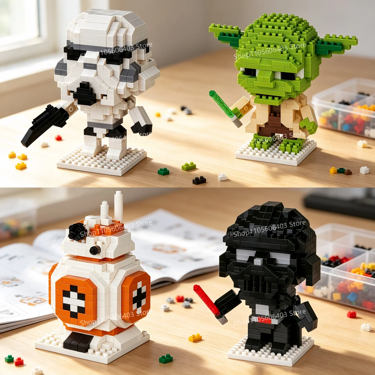 DIY Micro Building Blocks Set Cartoon Mini Block Darth Vader lega Character General Griffith Anime Action Figure Model Dolls Toy