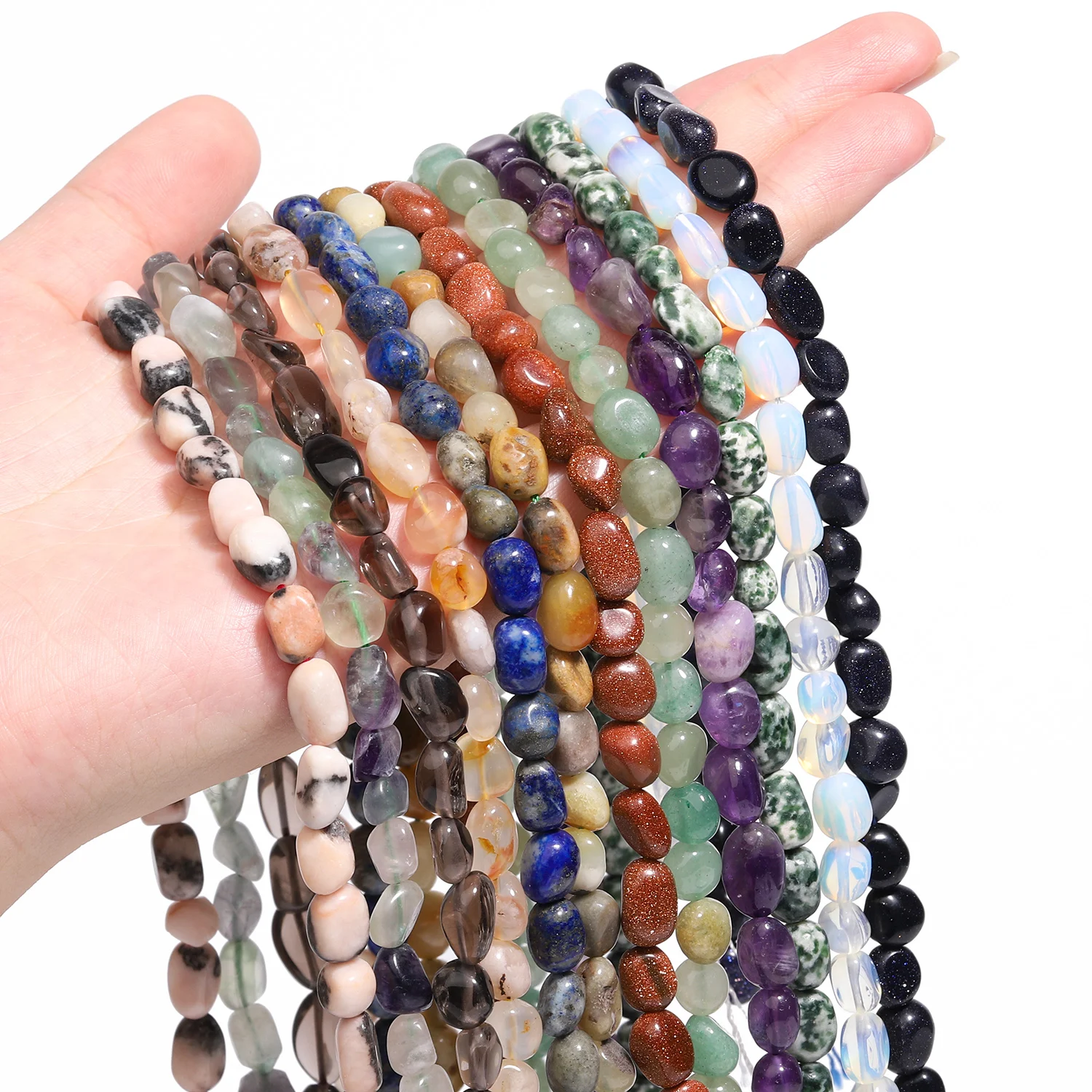 8-10mm Naturstein Unregelmäßige Amethyst-, Labradorit-, Lapislazuli-Perlen Lose Perlen für Schmuckherstellung Zubehör DIY Charms Armband – Detail 5