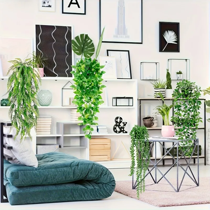 

Набор из 4 искусственных растений: реалистичные плющевые гирлянды и эвкалипт для свадеб, офисов, гостиных (Мандала)