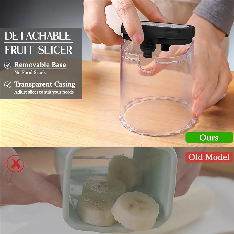 

【A87T】Fruit Slicer Dicer 2-In-1 Detachable Design, Stainless Steel Strawberry Slicer Featuring Lid, Fruit Cutter With Push Plate