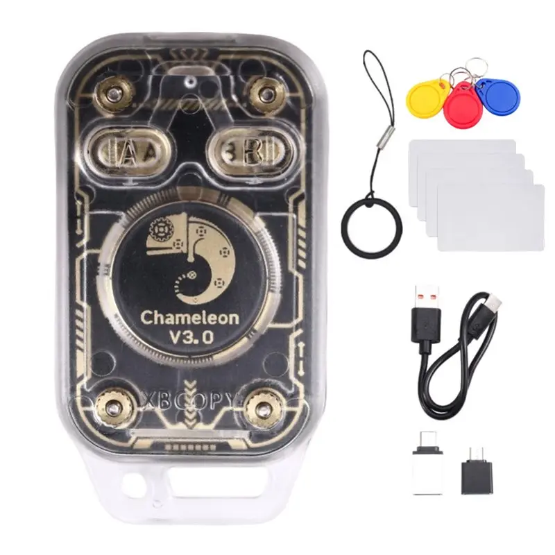 

B24B Chameleon V3.0 RFID Smart Chip Reader Emulator+ 4XCUID Card/3XUID Keychain Read Write Copier 125K 13.56Mhz ID IC Tag Co