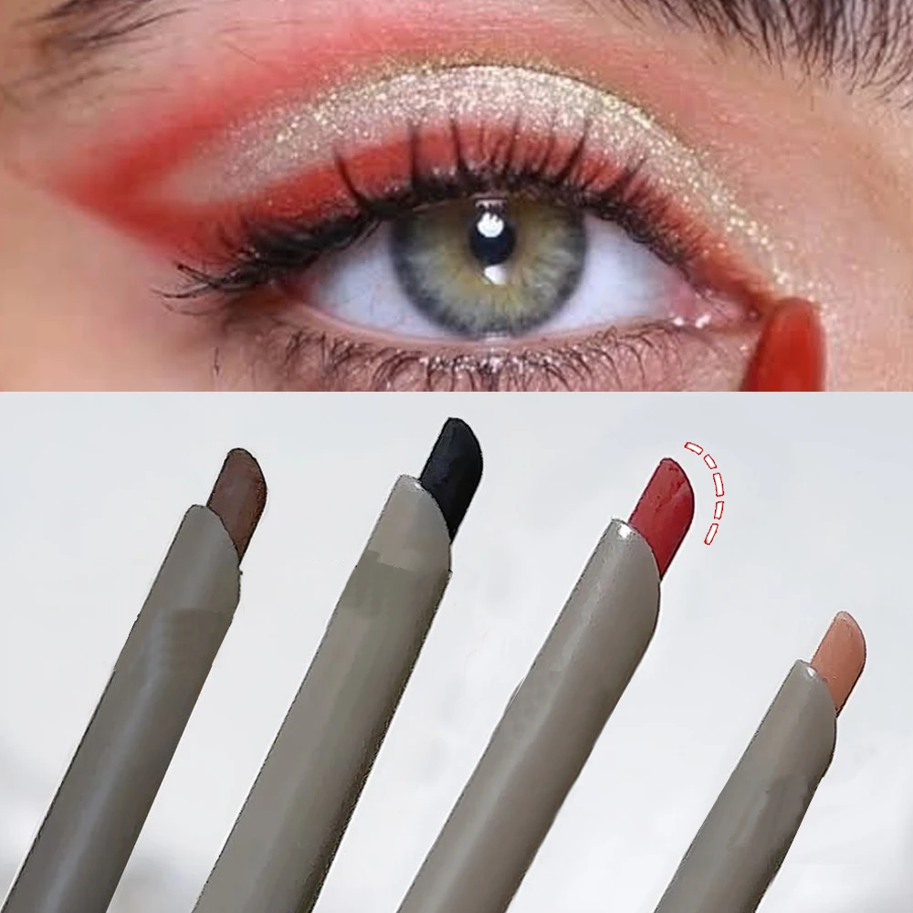 Stylo Eyeliner Gel en Forme de Machette, Noir, Rouge, Marron, Mince, Ver à Soie Couché, Stylo à Colle, Étanche, Maquillage pour les Yeux, 256