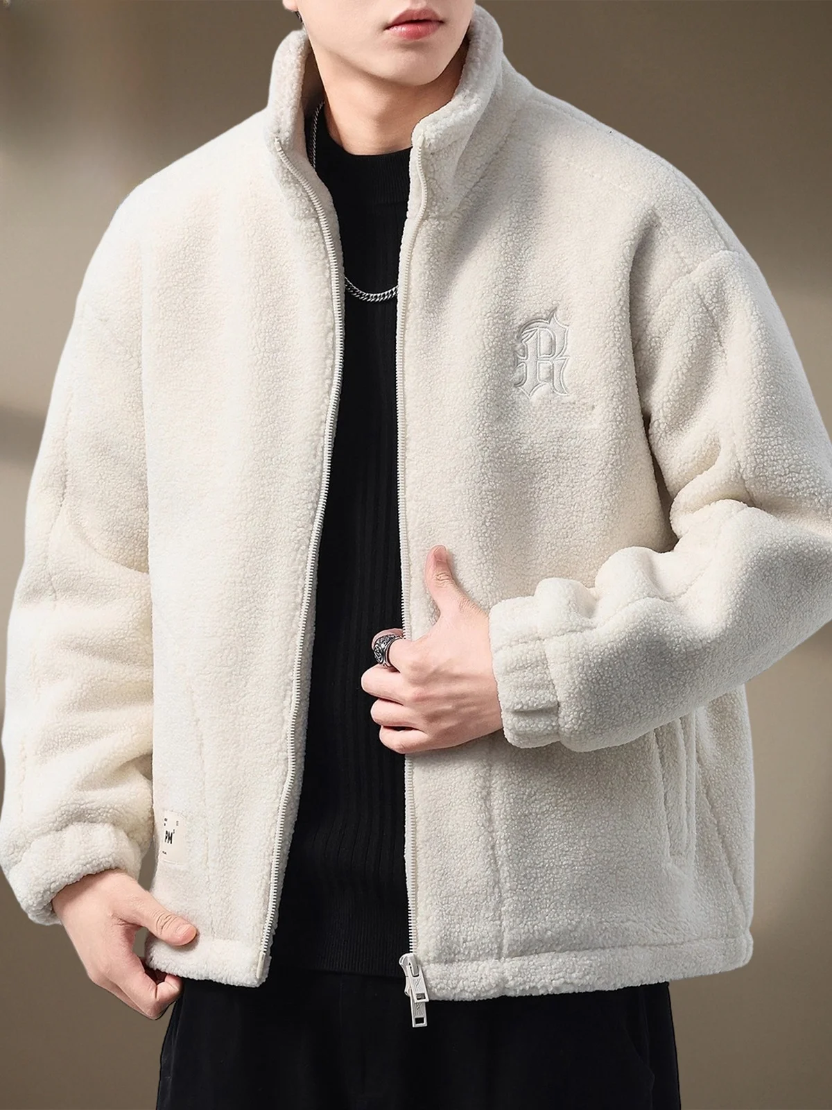 

Мужская зимняя куртка из утолщенного бархата с молнией, длинными рукавами, повседневное теплое молодежное пальто из полиэфирного волокна