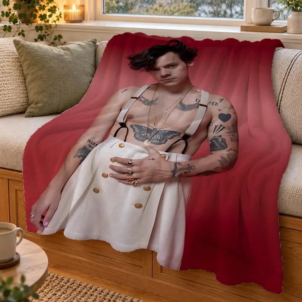 Hot Harry Styles Singer Throw Double Sided Flannel Throw Blanket Soft Warm Washable Home Decor