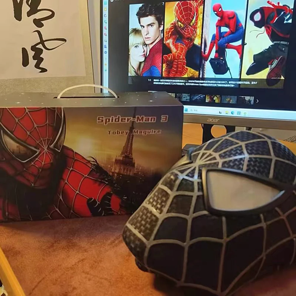 O incrível Toby Maguire Spiderman Máscara 3d Webs Cos com casca dura e olhos magnéticos Super Hero Venom Tecido serigrafado