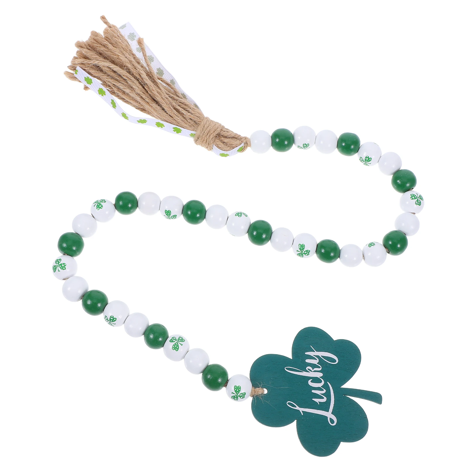 

Wooden Bead Garland Tassels Lightweight for Living Room Study St Patricks Day Decor Farmhouse Wooden naments Desktop Tray