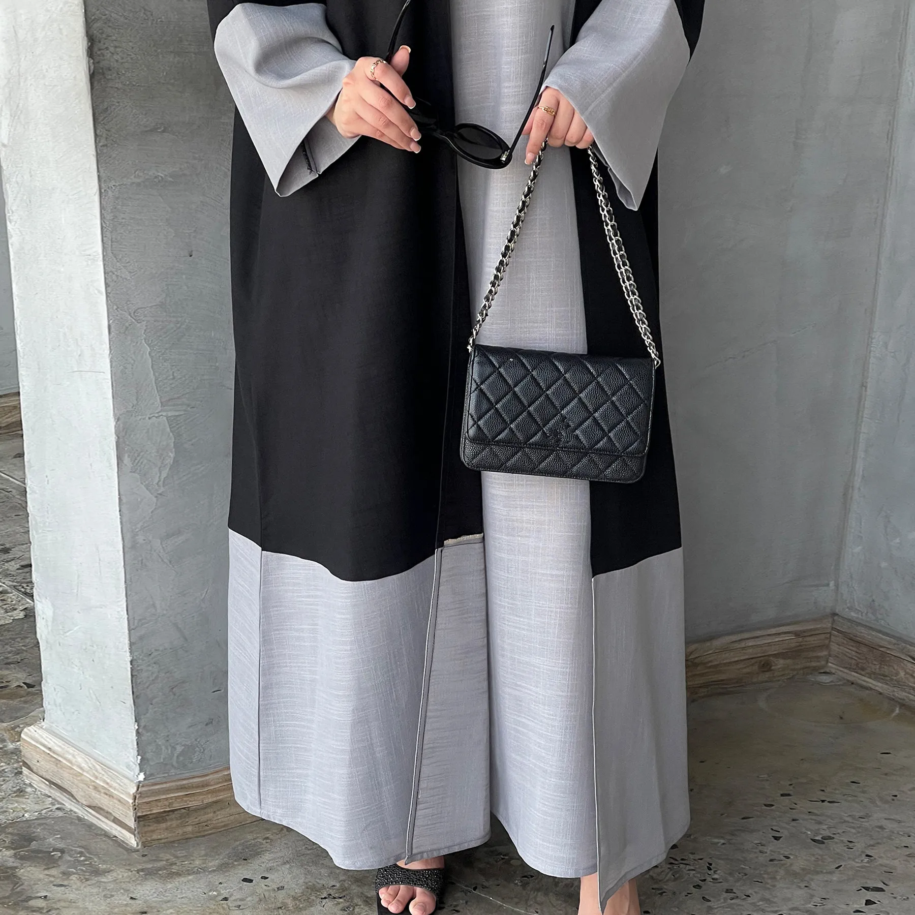 Ensemble Djellaba Ouverte et Robe Intérieure pour Femme Musulmane, Kimono, Cardigan, Vêtements Islamiques, Manteau, Caftan, Ramadan, 2 Pièces