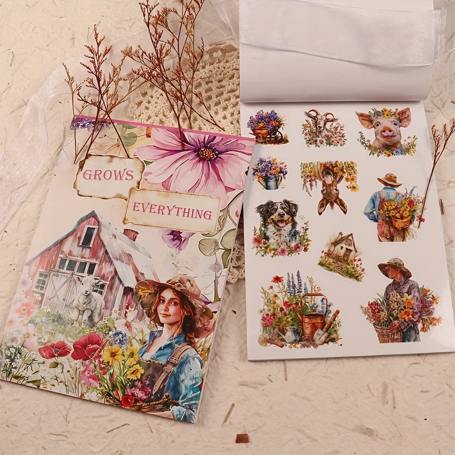 JAIIMAN 20 דפים / ספר (5.56 * 8.26 אינץ ') גודל גדול PET עמיד למים עם דבק עצמי חותך ספר מדבקות חיות עונתיות, סקראפבוקינג