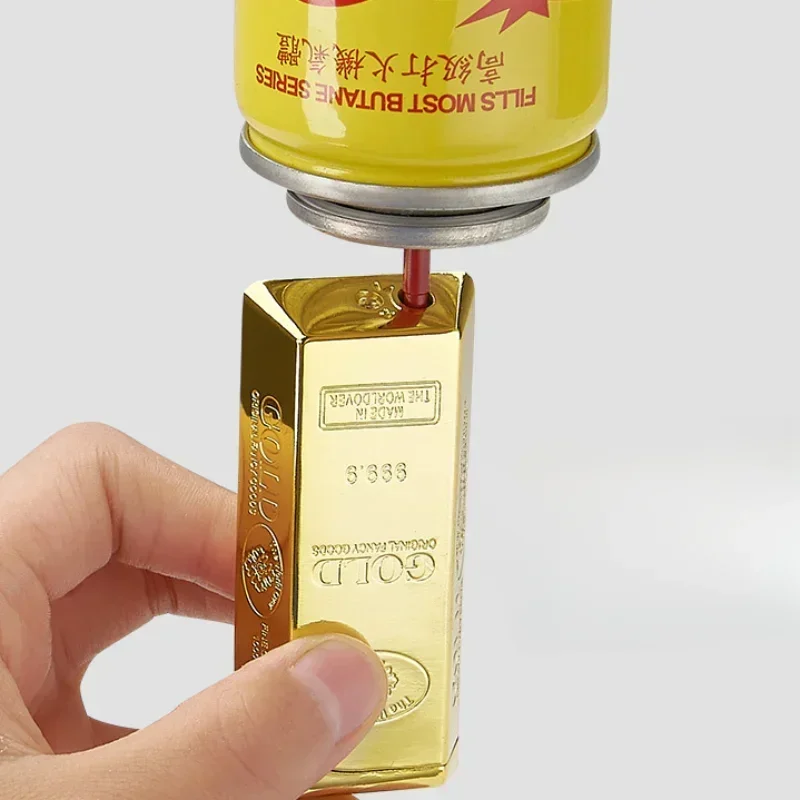 Gold Bar Lighter Inflatable Gas Lighters Metal Windproof Lighter Men\'s Lighter Cool Gift Smoking Gadgets Cigarette Accessories