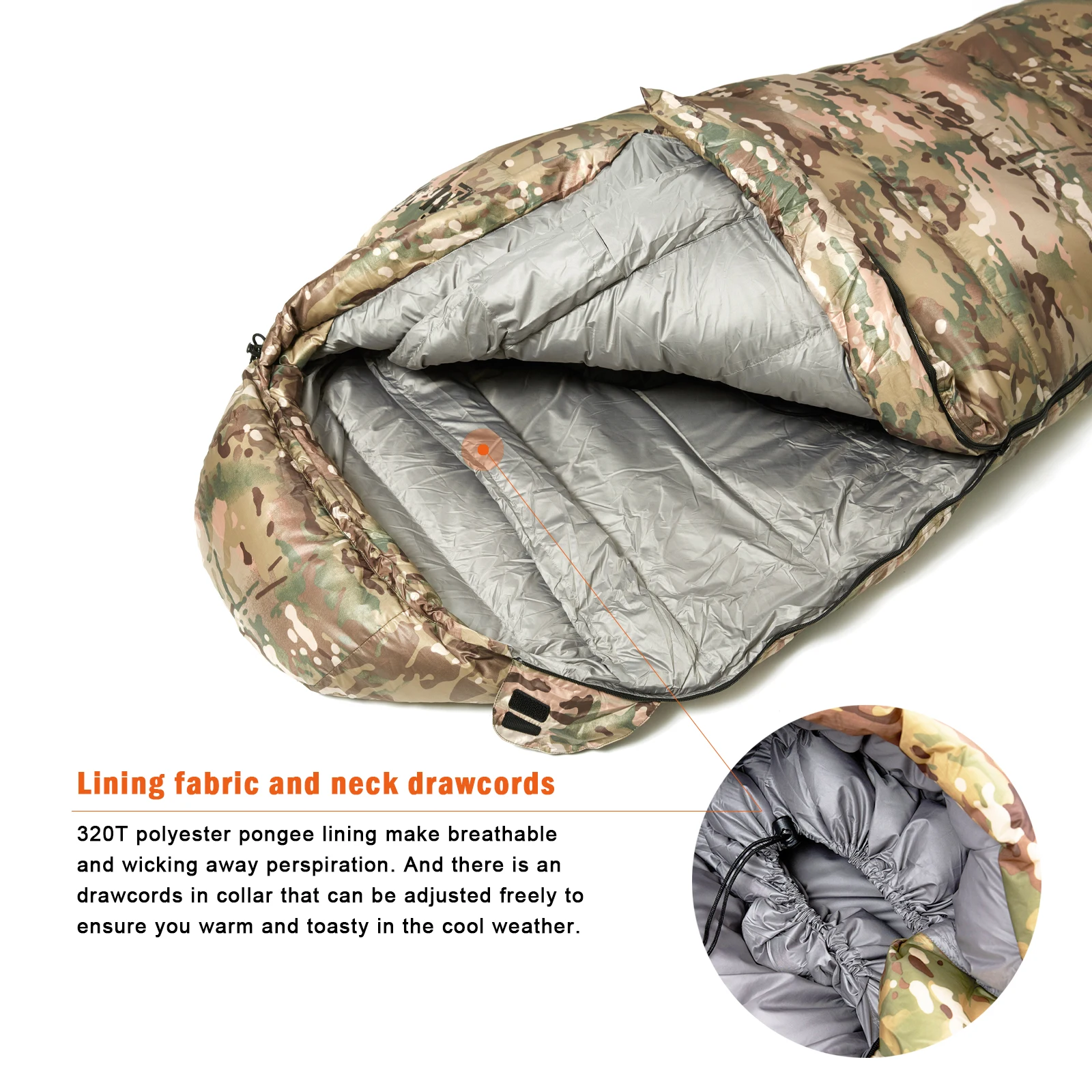 Akmax.cn Tactical Goose Down Mummy Sleeping Bag -Ultra-Light, Compressible，Cold Weather Outdoor Gear, Waterproof -25℃