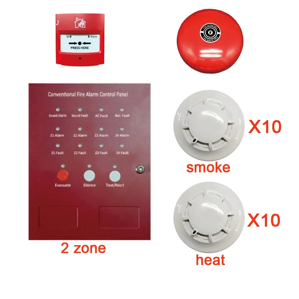 Panel de control de alarma contra incendios convencional con detector de humo y detector de calor Botón de punto de llamada de emergencia no direccionable