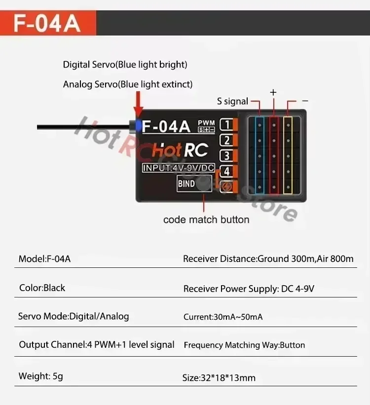 HOTRC 2.4Ghz 4/6/8 قناة F-04AT F-06AT F-08AT F-01AT PWM التحكم في الضوء الدوران استقبال ل RC الارسال سيارة قارب خزان الطائرة