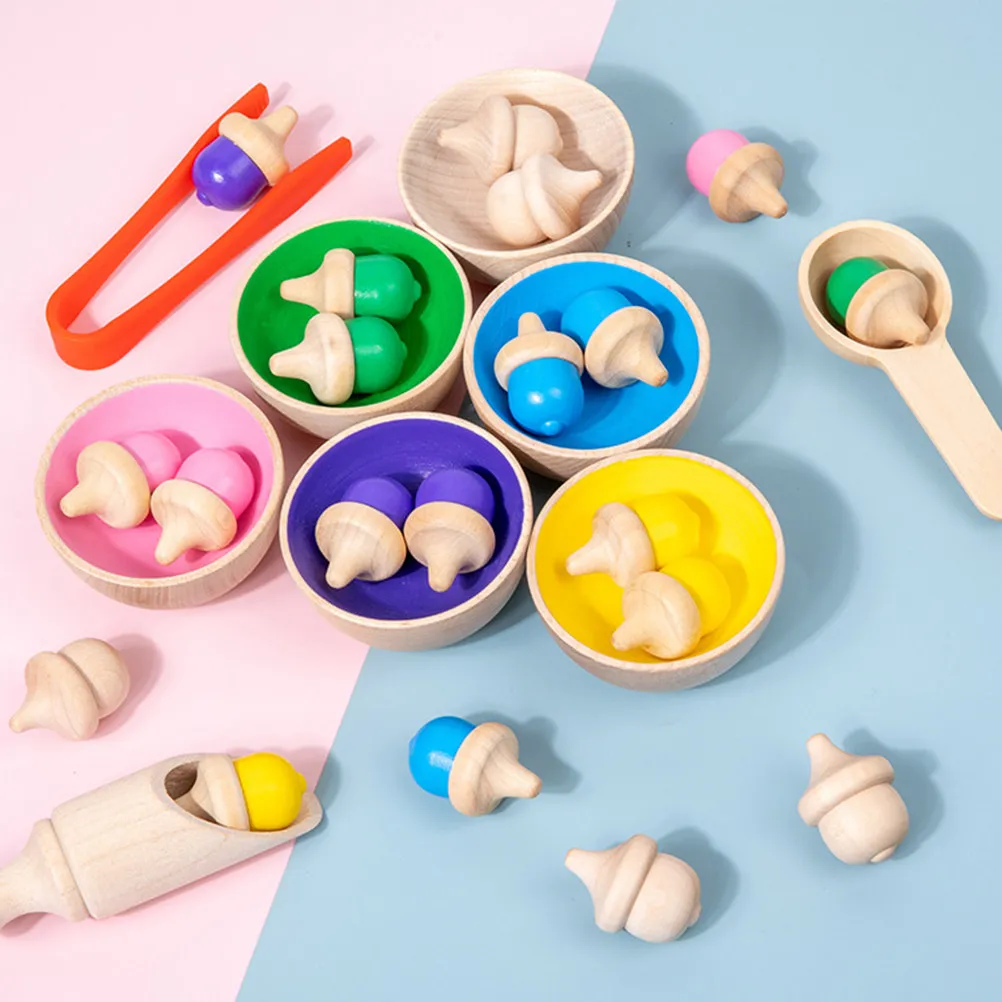 

1Set Color Classification Cup Matching Wooden Gyroscope Educational Game Early Learning Cognitive Sorting Counting Skill