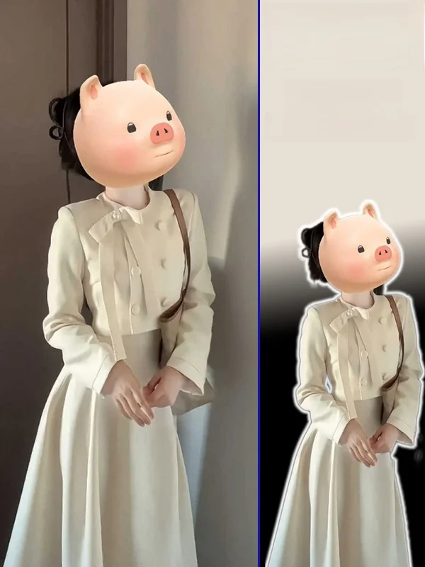 

Ele Double-Breasted Knot High Waist Skirt Two-Piece Set for plus Size Women Spring Autumn Faion Ensemble