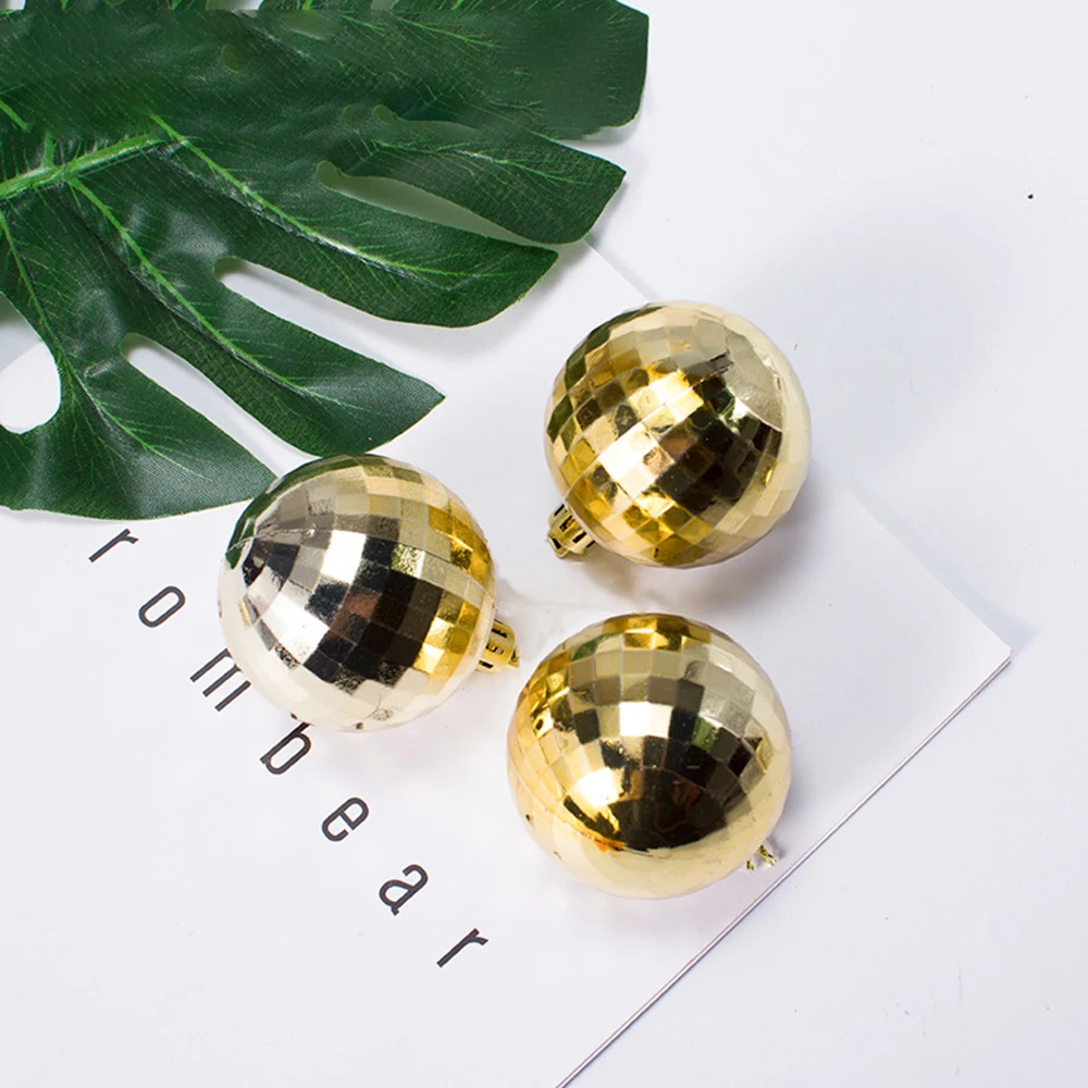 Gold Plastic Mirror Balls,  Party Decoration Hanging Christmas balls Cake Decorations Ball for Christmas Tree Decoration