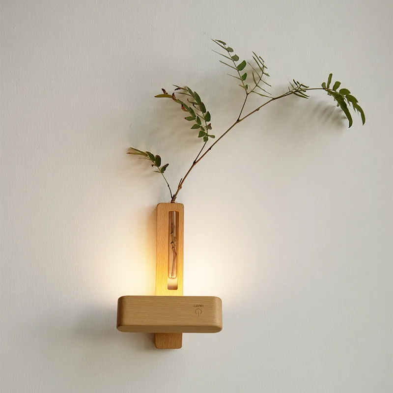 New log flower path creative flower lamp wiring-free magnetic charging night light living room bedside wall lamp