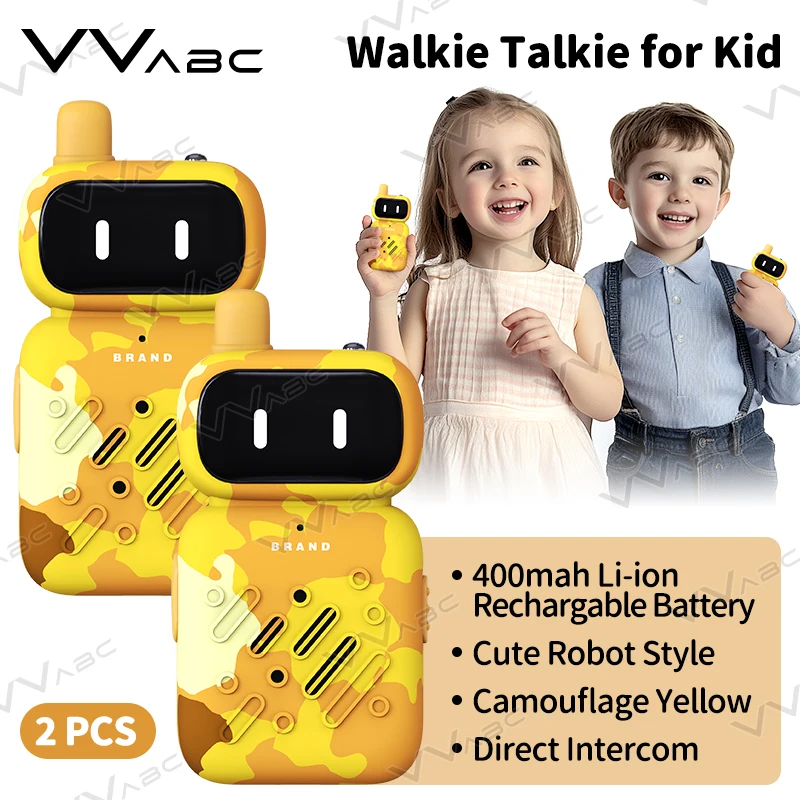 

VVABC New 2pcs mini Walkie Talkie for Kids Rechargable 400mah Battery Cute Style Children Interphone Toys Gift Child Intercom