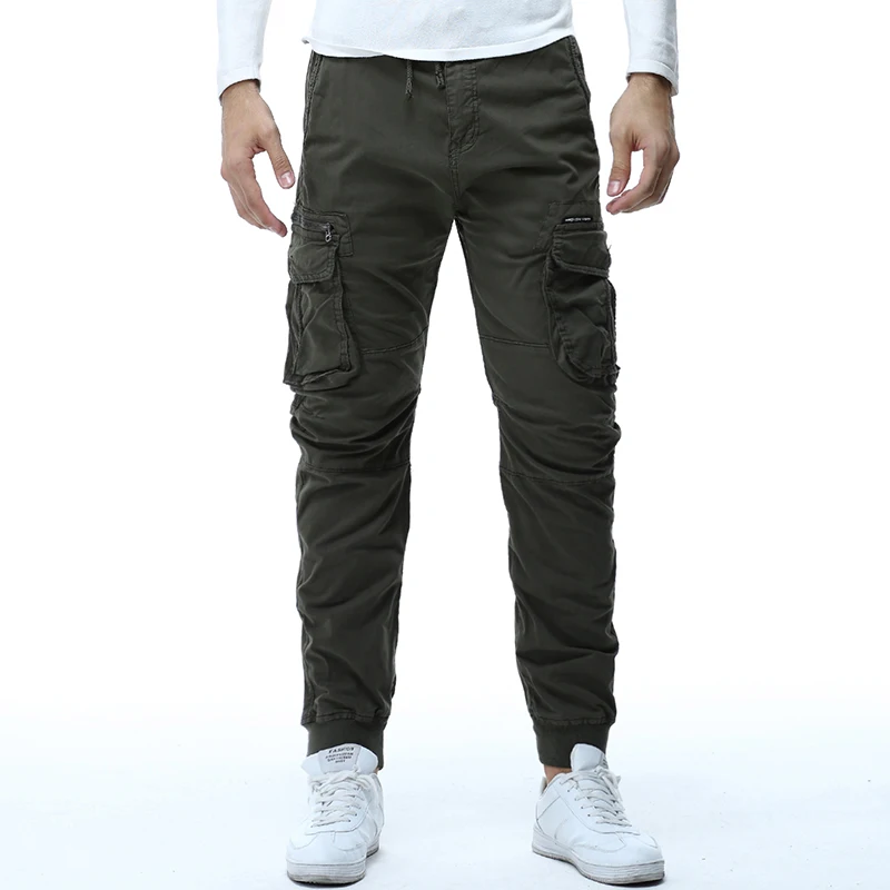 2025 Fashion Spring Mens Tactical Cargo Pants Men Joggers Army Military Casual Cotton Pants Hip Hop Ribbon Male army Trousers 38