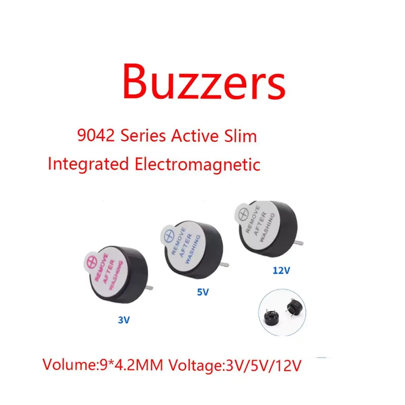 5PCS/LOT 9042 Active One Piece Buzzer 9*4.2MM Slim DC Electromagnetic Buzzer 3V 5V 12V Eco-friendly high
