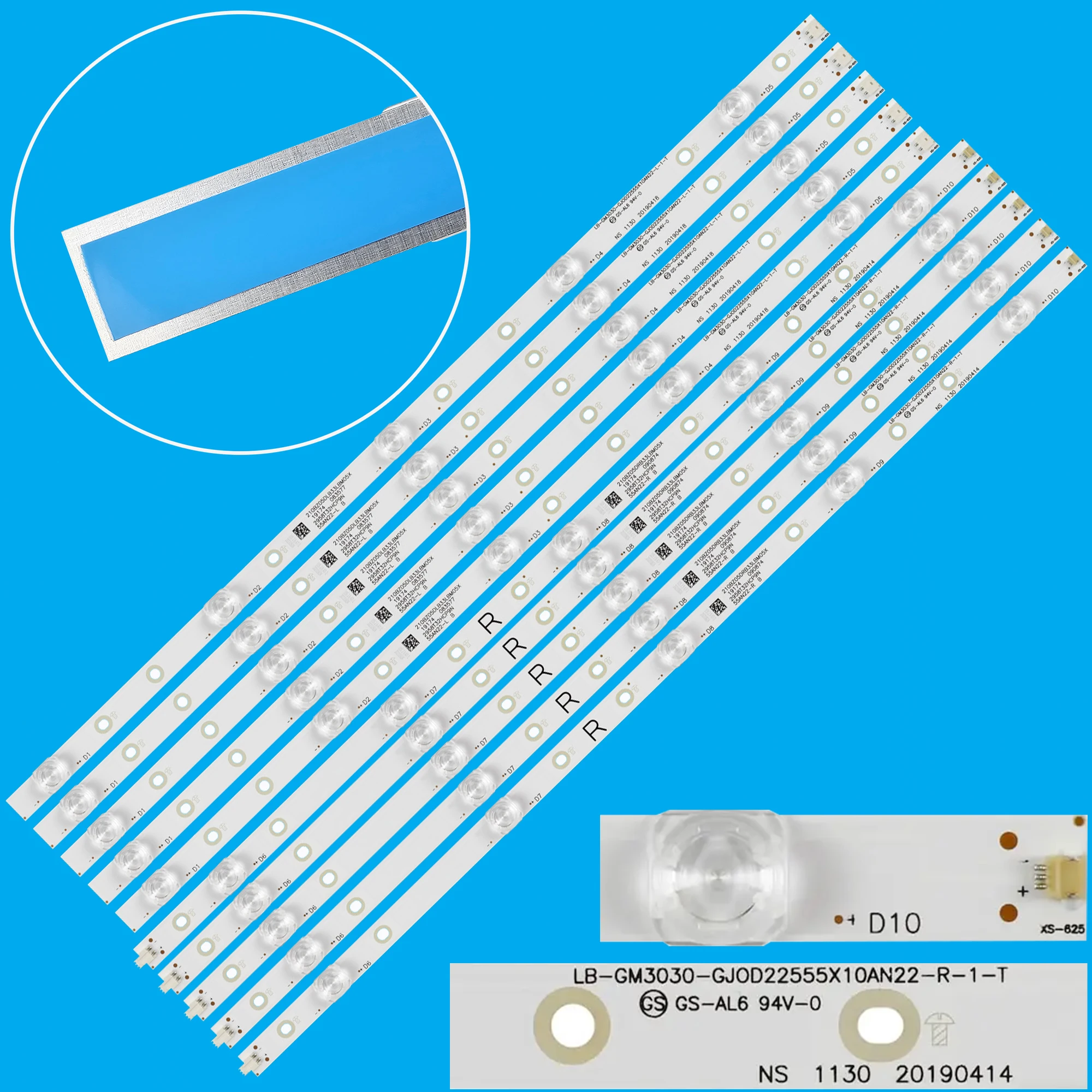 Strisce di retroilluminazione a LED 10LED per 55PUS7805 55PUS6454 55PUS6804/12 55PUS7334/12 55PUS5670/12 55PUS7354 55PUN6784/61