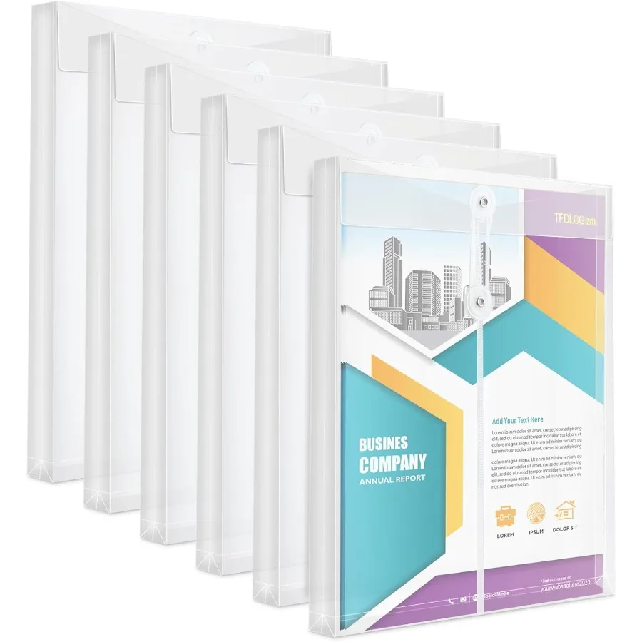 

6 Pack Clear Folde for Documents Plastic Envelopes with String ClosureA4 Letter Size Poly Reusable File Folder with11 4 Expansi
