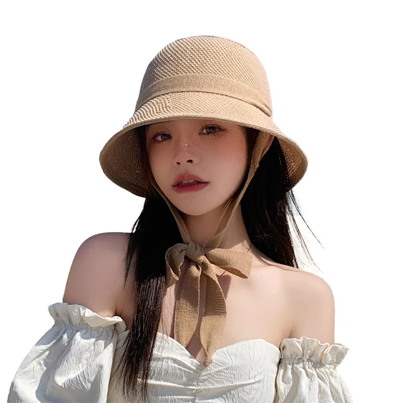 New Easy Matching Simple Knitted Women Bucket Hats Summer Soft Streetwear Beach Cool Ins Breathable Female Fisherman Caps Gifts