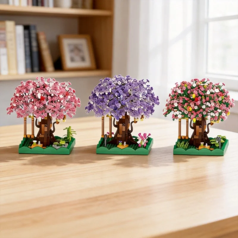 Building Blocks Building Toys Moc Sakura Tree Cherry Blossom Assembly Model Home Decoration Party Gifts for Adults Girls