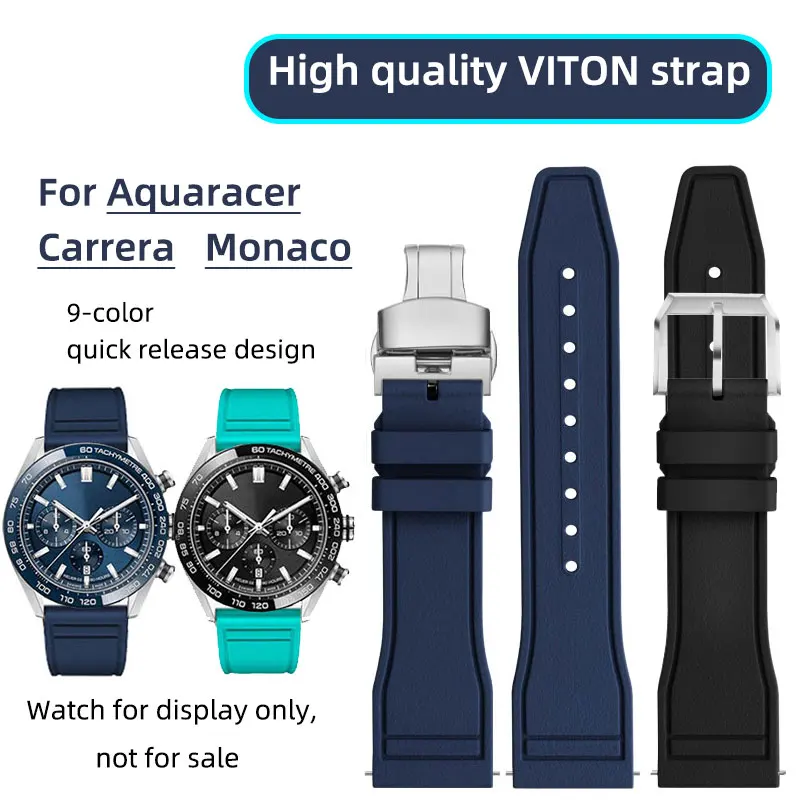 

High quality FKMr strap for TAG HEUER Carrera Monaco watch band Calera Men's watch strap Blue F1 20mm 22mm Viton strap bracelet