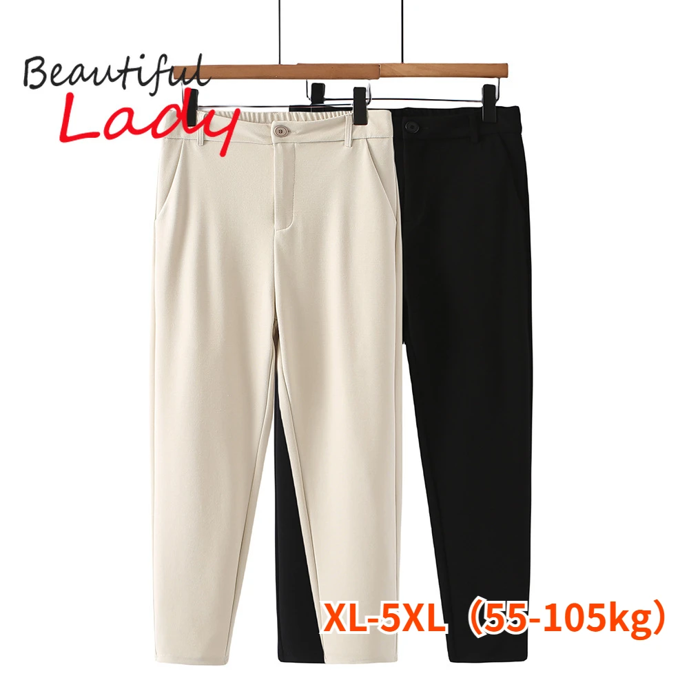 

Plus Size Women Clothing 4xl 5xl Suit Pants Women High Waist Loose Black Harem Pants Elastic Straight Trousers for Womens