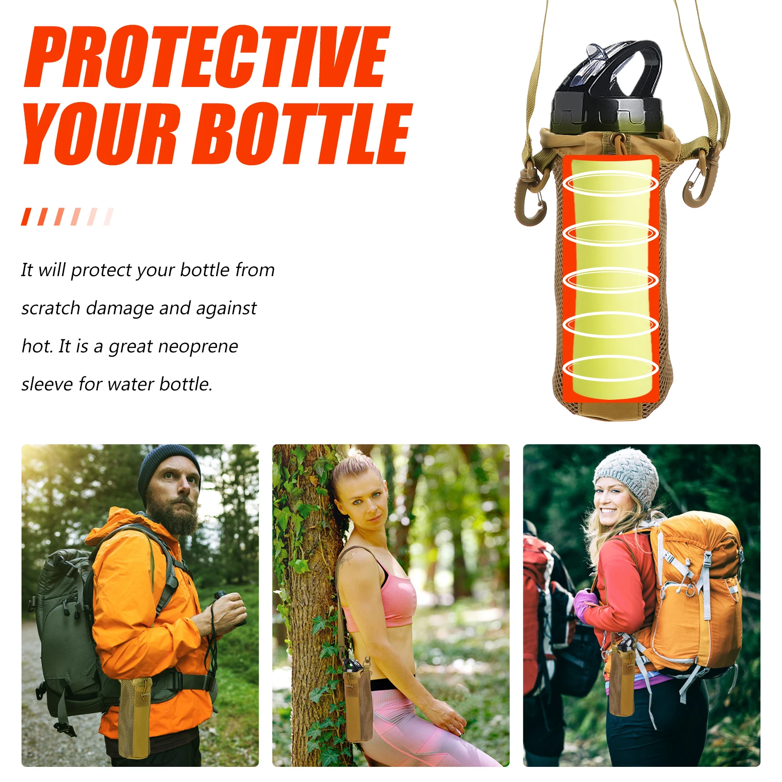 

Outdoor Water Bottle Bag Lightweight Oxford Cloth Protective Sleeve with Strong Strap for Hiking Camping Water Bottle Bag