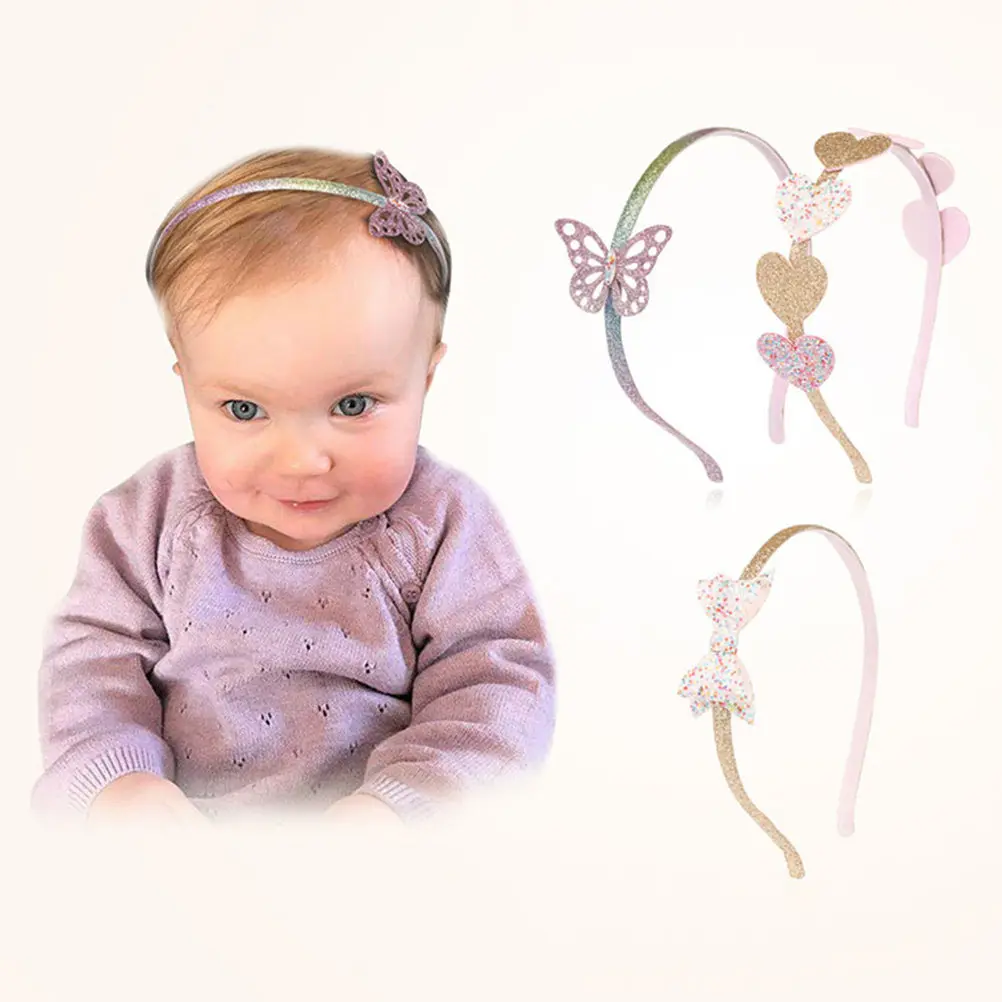 

3Pcs Children Hair Hoops Heart Design Baby Headdress Sequin Shiny Party Hair Accessories Girls Lovely Birthday Present