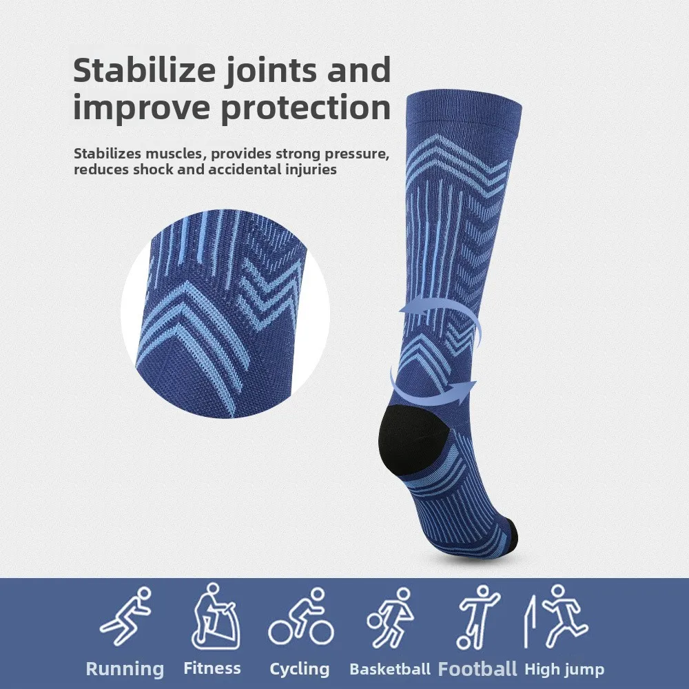 جوارب ضغط جديدة للرجال والنساء رياضة الجري ماراثون ركوب السهم تصميم شريطي
