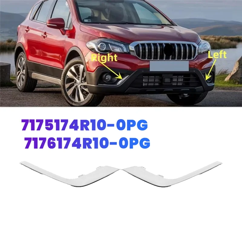 

NEW-Car Front Bumper Fog Light Lamp Grille Chrome Trim Strip For Suzuki SX4 S-Cross Crossover 2016-2021